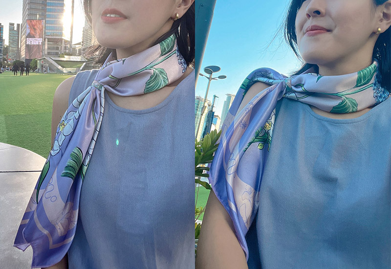 台灣賞花季方巾(含束口袋) 台灣賞花季絲巾